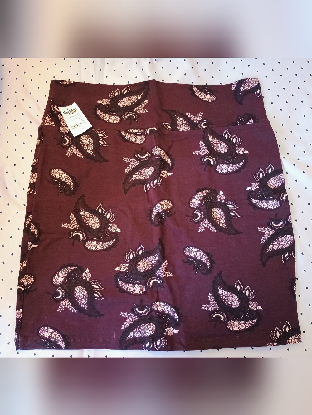 NWT Burgundy & Pink Paisley Stretch Midi Skirt